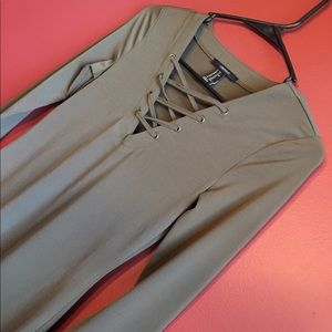 Olive green slinky bodycon dress